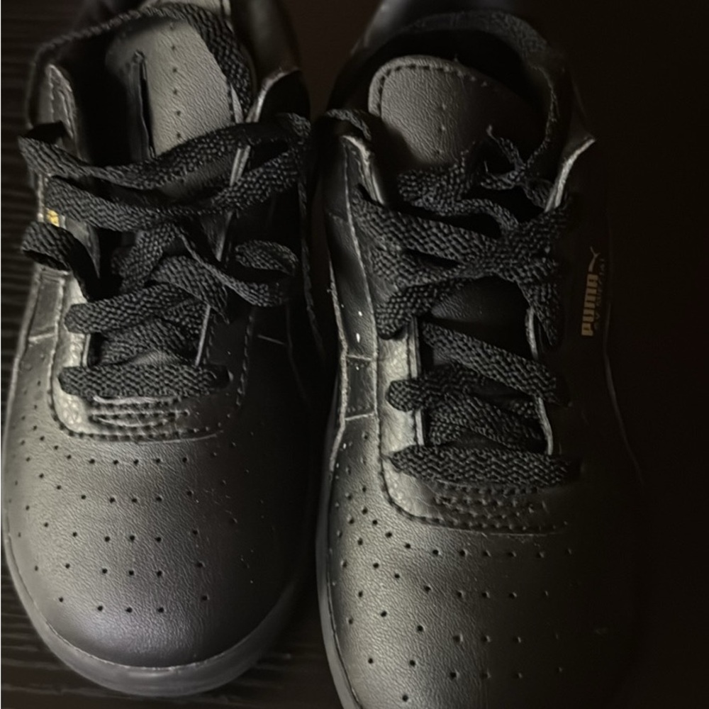 Puma Kids Black Leather Sneakers